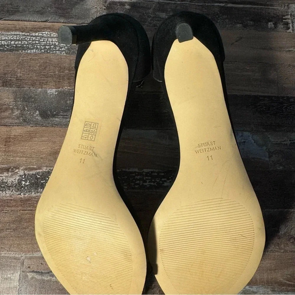 Stuart Weitzman Black Suede Heels with Ankle Strap - Picture 4 of 4